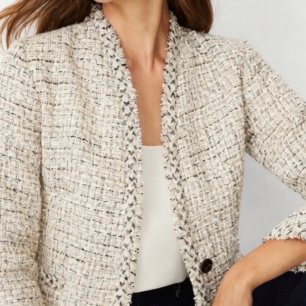 Ann Taylor Cream Tweed Blazer